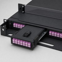 Panel Patch Fiber OM4 Multimode 96-Core MPO/MTP Pre-Terminasi, Kotak Kaset Modul 4pcs 1-masuk-24-keluar Terpasang Lengkap