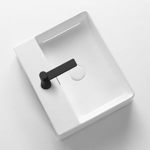 כיור אמבטיה לבן, כיור מודרני מקרמיקה, כיור עילי, כיור רחצה, כיור מלבני - Product Image 3