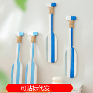 ไม้พายตกแต่งลายแนวตั้งสีฟ้าสีขาวแขวนผนังสไตล์เมดิเตอร์เรเนียนตกแต่งบ้านห้องรับแขกห้องนอนทางเข้า - Product Image 5