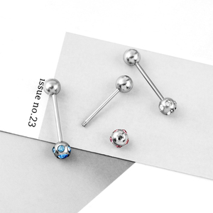 Prix de gros 14G Cristal Barre Droite Mignon Style Boule Langue Anneaux et Mamelon Piercing Barbell Bijoux pour Femmes et Hommes - Product Image 4