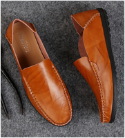 Chaussures habillées de luxe en cuir véritable de style italien, faites à la main, à enfiler, pour le bureau et la marche décontractée, pour homme