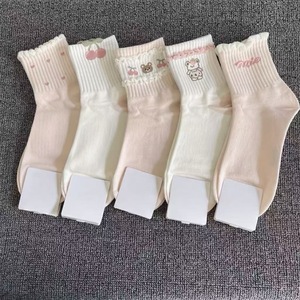 ถุงเท้ายาวครึ่งน่องระบายอากาศได้ดีสำหรับผู้หญิง ลายหมีน่ารัก ผ้าฝ้าย ลายการ์ตูนอนิเมะ สำหรับใส่ฤดูใบไม้ผลิและฤดูร้อน - Product Image 1