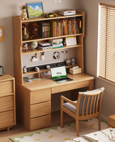 Bureau d'étude tout-en-un avec étagère, table d'écriture et chaise pour étudiants, chambre et bureau