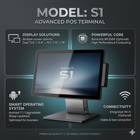 Terminal de point de vente Android Longfly S1 et caisse enregistreuse, couleur noire, écran tactile capacitif, processeur Intel I3, résolution 1366x768