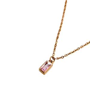 Collar con Colgante Rectangular de Circonita de Color, Chapado en Acero Inoxidable, Resistente a la Decoloración, para Mujer, Ideal para Cumpleaños - Product Image 5