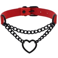 Collier Gothique Punk Grunge Emo en Cuir PU, Cadeau de Noël Halloween pour Femme, Homme