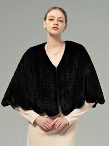 Élégant châle en fourrure de vison tricoté à la main de haute qualité pour femmes, vêtements d'extérieur d'hiver de luxe pour les mariages et les occasions spéciales - Product Image 5