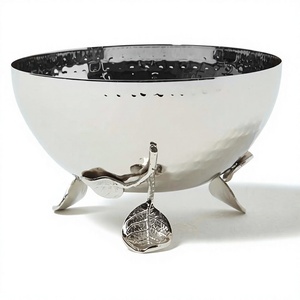 Bol en nickel poli écologique pour fruits secs, design moderne, style décoratif, support en feuille martelé fait main, AMSON - Product Image 1