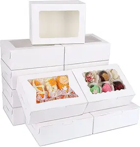 Cajas de panadería blancas con ventana, cajas de galletas para Chocolate, fresas y repostería, dulces, silenciadores, embalaje de Donuts