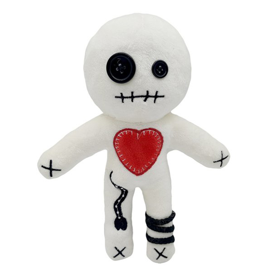 4116 2026 Yeni Stil Beyaz Voodoo Peluş Yumuşak Oyuncak Siyah Düğme