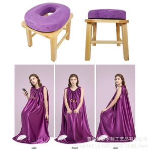 Tabouret de toilette en bois massif, siège ouvert sur le devant, pour personnes âgées, femmes enceintes, usage domestique portable - Product Image 4