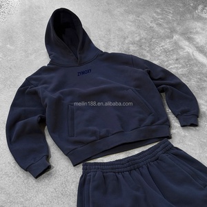 Design Custom <b>Blank</b> Acid Wash Pullover Hoodies and Baggy Sweatpants Set 100% Cotton Heavy <b>Weight</b> French Terry Hoodies Tracksuits - Product Image 2