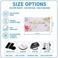 Étiquette tissée personnalisée pour équipes universitaires, pour la présentation raffinée de vêtements (shorts, leggings), marque de vêtements et marquage de produits