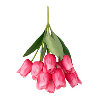 Bunga Sutra Buatan Hijau 9 Tangkai Tulip Keriting - Sempurna untuk Latar Belakang Pernikahan, Ulang Tahun, Hari Valentine, Perlengkapan Foto Dalam Ruangan