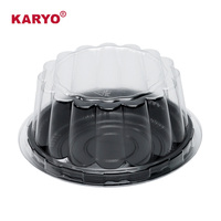 KARYO Boîte en plastique 161H avec logo personnalisé Boîte à gâteaux ronde de qualité alimentaire avec couvercle transparent