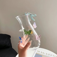 Vas Kaca Meja 3D Bentuk Kupu-kupu Buatan Tangan Kreatif, Dekanter Kaca Kreatif, Teko Kaca Borosilikat Tinggi Dekoratif