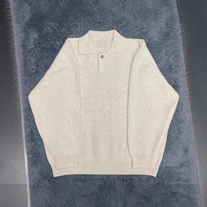 Pull en coton uni tendance, épais et décontracté, style preppy, tricoté, à petit col, manches longues, pour l'hiver, ODM - Product Image 2