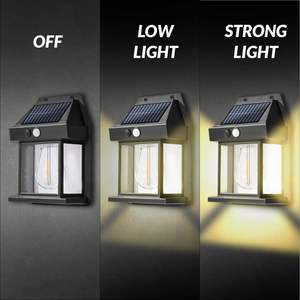 Lámpara Solar de Pared con Sensor de Movimiento para Exteriores, Lámpara de Jardín de Vidrio Negro, Iluminación de Seguridad para Cercas de Jardín - Product Image 3