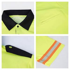เสื้อกั๊กผู้ชายแบบถัก Hi Viz ป้องกันรอยยับ แขนสั้น ผลิตจากโพลีเอสเตอร์เรืองแสง สำหรับงานด้านความปลอดภัย - Product Image 4