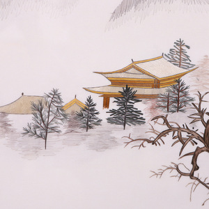Peinture de paysage brodée de Suzhou, décoration murale finie à la main, style chinois, pour salon, chambre à coucher, salle à manger - Product Image 1