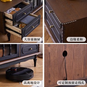 Norsen Solid Wood Tv Cabinet With Storage French Retro Style For Living Room - Product Image 3
