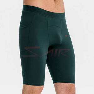 Short de compression athlétique à motif solide avec poches Short d'entraînement de course à pied écologique en gros - Product Image 3