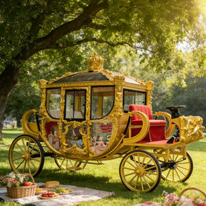 Carruaje Real de Caballos en Venta, Carruaje de Caballos de Cenicienta, Carruaje de Lujo para Bodas, Carruaje de Navidad con Luces - Product Image 1