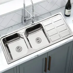 High quality undermount double bowl sink 201/304 stainless steel nano pressing kitchen sink