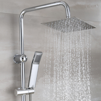 Ensemble de Douche Pluie Mural en Acier Inoxydable Chromé avec Robinets pour Salle de Bain
