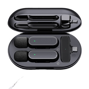 New 1 Drag 2 Lavalier 2.4Ghz 2 in 1 Portable Mini Recording Live Dual <b>Wireless</b> <b>Microphone</b> With Charger Case - Product Image 1