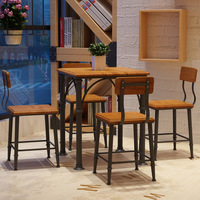 Meubles de restaurant rustiques et chics, table de salle à manger en bois dur carrée à base arquée et ensemble de chaises pour café