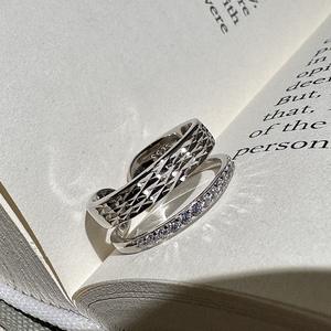 Anillo de Plata de Ley S925 con Diseño Vintage, Diseño de Flor de Coche, Doble Capa, Elegante, Temperamento Simple, Moderno, Retro, Incrustaciones, Talla Única - Product Image 3