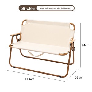 เก้าอี้แบบพับได้สองชั้นแบบพกพาเก้าอี้พักผ่อนกลางแจ้งอลูมิเนียมอัลลอยด์ผ้าอ๊อกซ์ฟอร์ดลายไม้ทันสมัยสำหรับตั้งแคมป์ปิกนิกตกปลา - Product Image 5