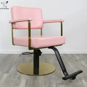Hair Salon Stainless Steel Chairs Barbershop Stations Styling Chairs Pink Hairdresser Chair