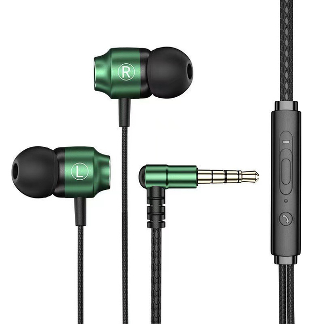 L-Shape 3.5MM Wired In-Ear Headphone HiFi Stereo Sound Tangle-Free Noise Cancelling Earbuds TYPE C Earphone Microphone Travel
