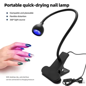 โคมไฟเล็บ LED, แหล่งจ่ายไฟ USB, โคมไฟเล็บแบบคลิปหนีบ, ดีไซน์คลิปหนีบแบบสายคล้องคอหงส์, หมุนได้ 360 องศา, แฮนด์ฟรี, เจลขัดเงา - Product Image 3