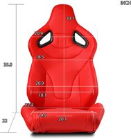 Siège de course universel Jiabeir en cuir PVC rouge avec double glissière JBR1093
