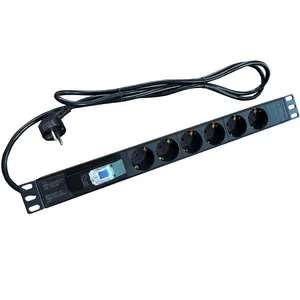 19'' 1U European Power Strip 6 Outlets with 1P 16A Air Break