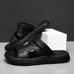 Solid Navy PU <b>Slide</b> Sandals Open Toe Anti-Slippery EVA Outsole Summer Outdoor Slippers - Product Image 2