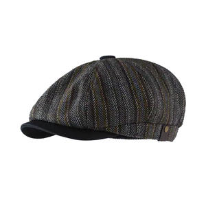 Gorra de vendedor de periódicos a Rayas de estilo británico <span class=keywords><strong>para</strong></span> hombres y mujeres, sombrero de <span class=keywords><strong>pintor</strong></span> nuevo de otoño, sombreros de hiedra apropiados informales Retro japoneses de ala corta - Product Image 6