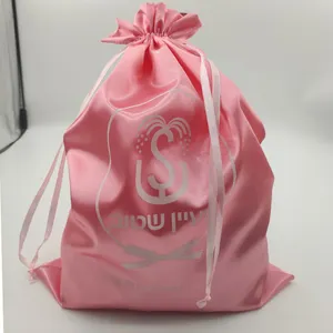 Empaquetado textil personalizado, logotipo personalizado y tamaño sedoso, bolsa de peluca, bolsas de satén para polvo para manualidades y zapatos