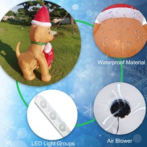 Joli chien gonflable de Noël avec chapeau de Noël et décoration de fête de cour extérieure - Product Image 3