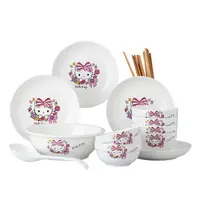 Factory direct dishes set household simple ceramic bowl Jingdezhen cartoon tableware set plates bowls set