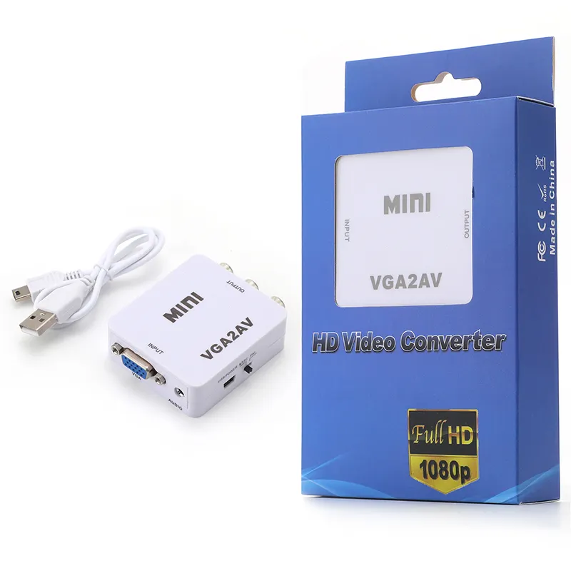 VGA TO AV converter vga to rca adapter VGA input AV output White box