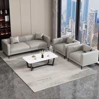 Ensemble de canapé et table basse de luxe en cuir PU pour hôtel, réception d'entreprise, deux places, design moderne et simple, métal