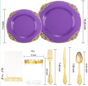 Vente en Gros Noël Lot <span class=keywords><strong>de</strong></span> 175 Pièces Fournitures <span class=keywords><strong>de</strong></span> Mariage Fête d'Anniversaire Kit <span class=keywords><strong>Vaisselle</strong></span> <span class=keywords><strong>Jetable</strong></span> Couteau Fourchette Cuillère Assiette Gobelet - Product Image 3