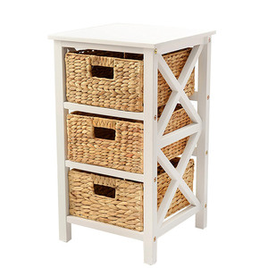 KD <strong>Chest</strong> <strong>of</strong> <strong>3</strong> <strong>Drawers</strong> Wooden Cabinet Water Hyacinth Basket - Product Image 1