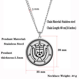 Collier pendentif en acier inoxydable avec sceaux des 72 esprits, la clé inférieure de Salomon, le roi Asmoday, origines démoniaques, <span class=keywords><strong>Goetia</strong></span> 49-60 - Product Image 4