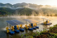 Aérateur solaire pour élevage de crevettes en aquaculture avec stockage de batterie, moteur DC, acier inoxydable, hors réseau, faible bruit, durable