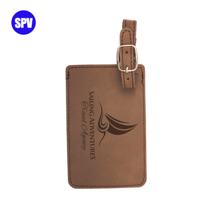 Etiqueta de equipaje de cuero blanco de polipiel laserable rosa con logotipo de grabado láser - Product Image 4